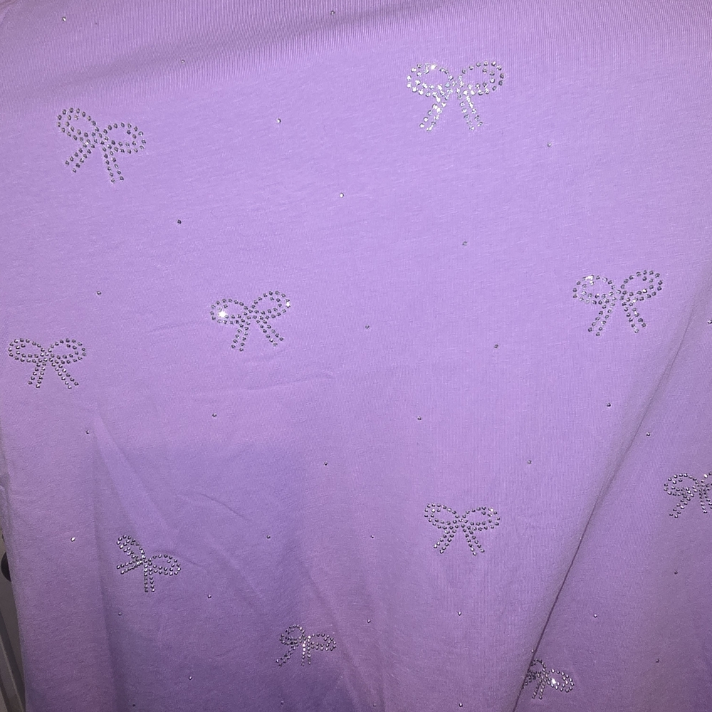 Purple Top with Rhinestone Bow Accents